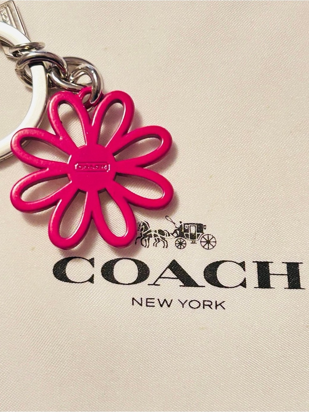 Nwot Coach Pink Y2k Flower Charm Keychain/ Bag Charm - Gem